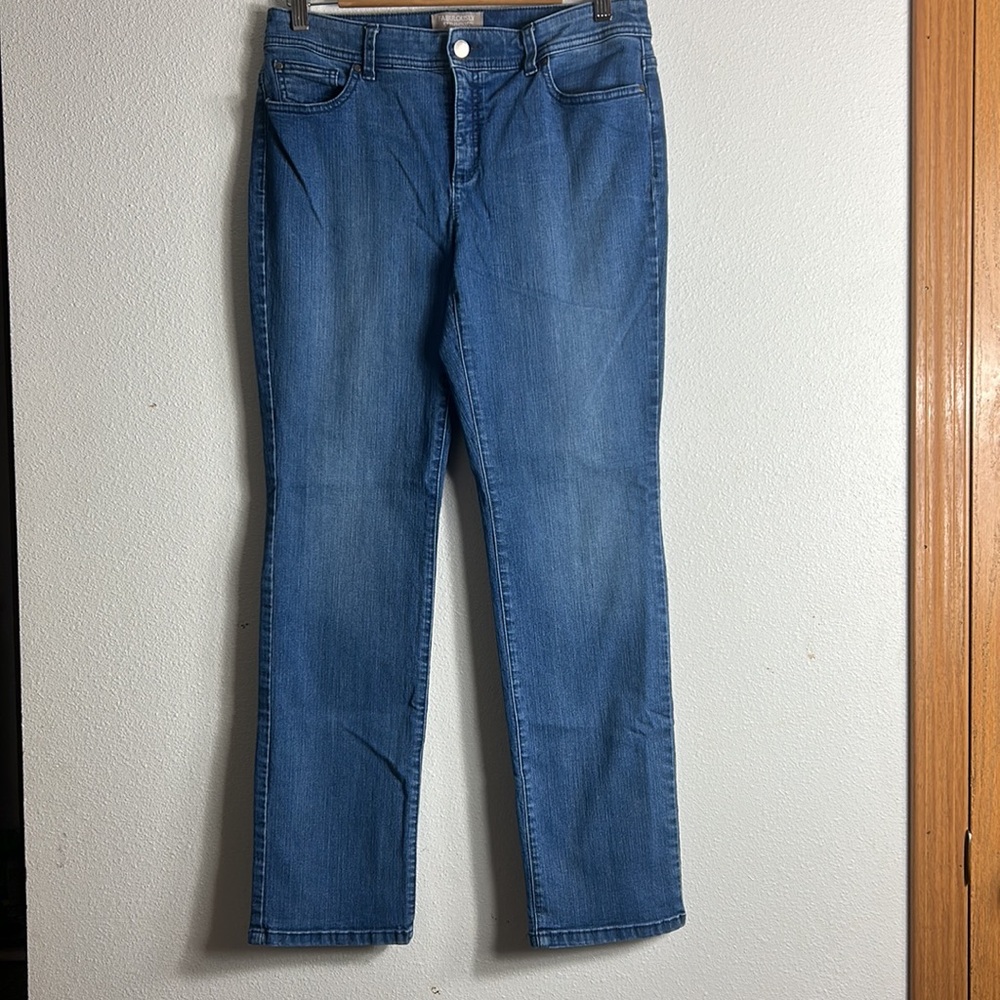 Chico’s jeans Fabulously Slimming, denim blue, stretch, size 0 short